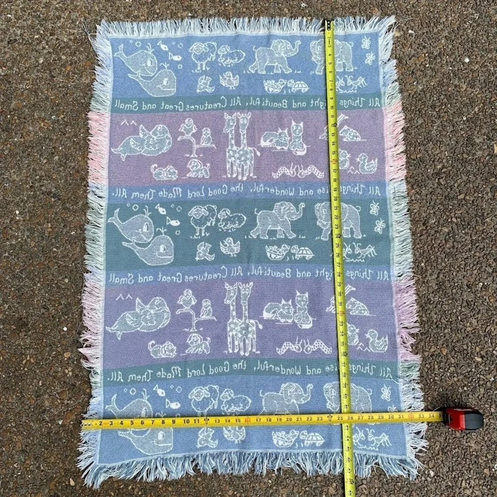 Vintage 1993 MWW All Things Bright and Beautiful Woven Tapestry Throw‎ Blanket